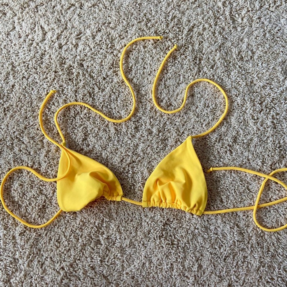Yellow triangle bikini top